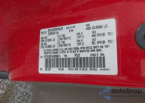 2004 Dodge Ram 2500 St z USA, uszkodzony, nr VIN 3D7KU28C44G268614